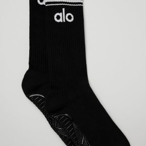 Women's Throwback Barre Sock - Black/White