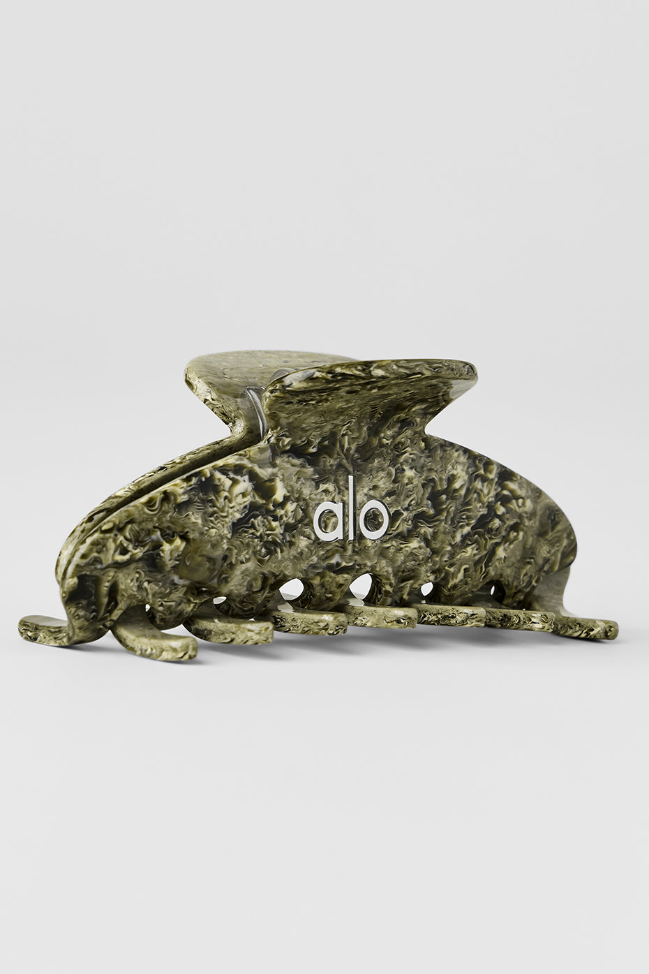 90's Claw Clip - Green Olive Marble