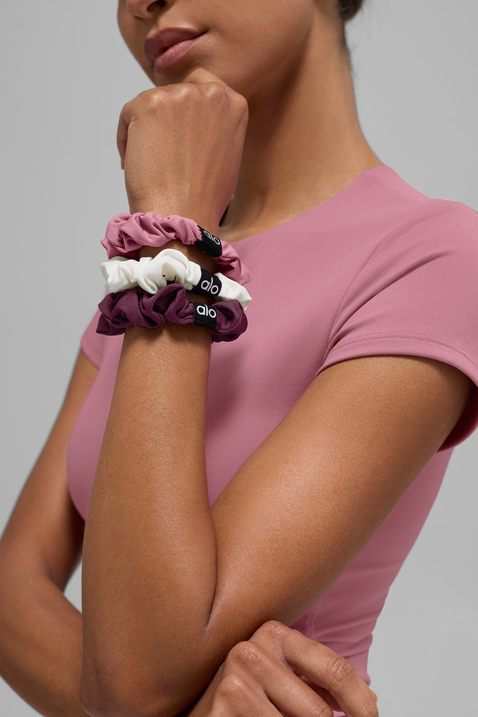 Fresh Mini Scrunchie (3-Pack) - Burgundy/Pink Wild Rose/Ivory - Image 2