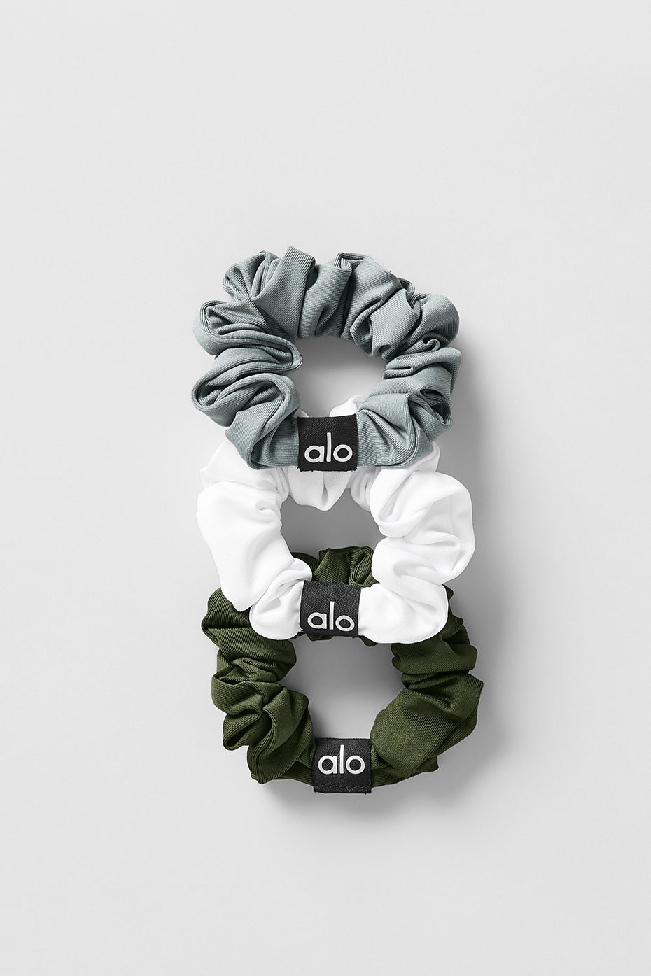 Fresh Mini Scrunchie (3-Pack) - Green Olive/Lunar Grey/White