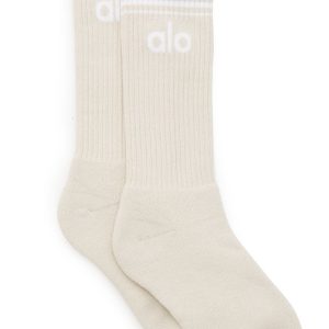 Unisex Throwback Sock - Bone/White