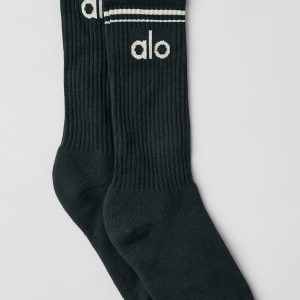 Unisex Throwback Sock - Charcoal Green/Ivory