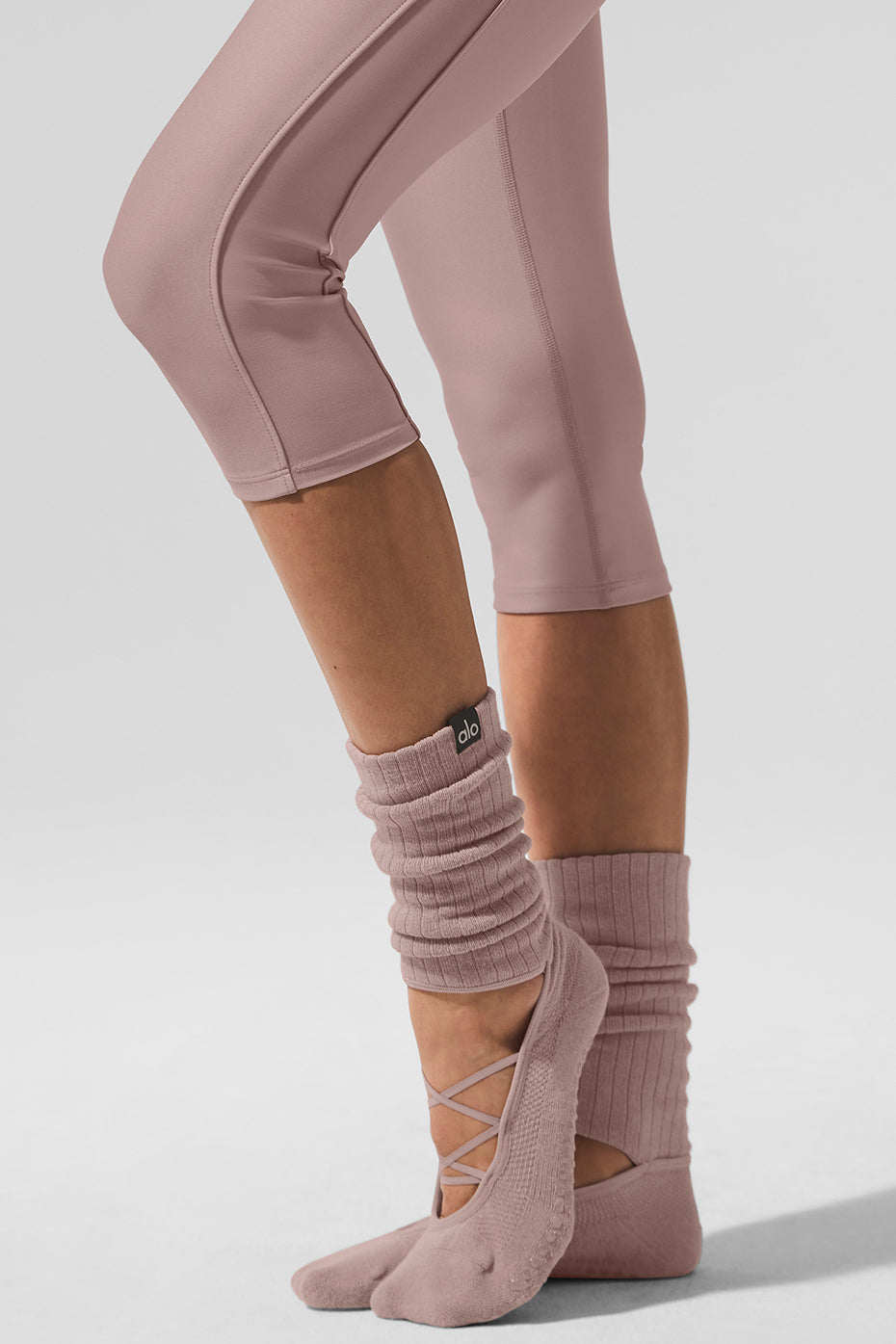 Women's Strappy Siren Grip Sock - Taupe - Image 2