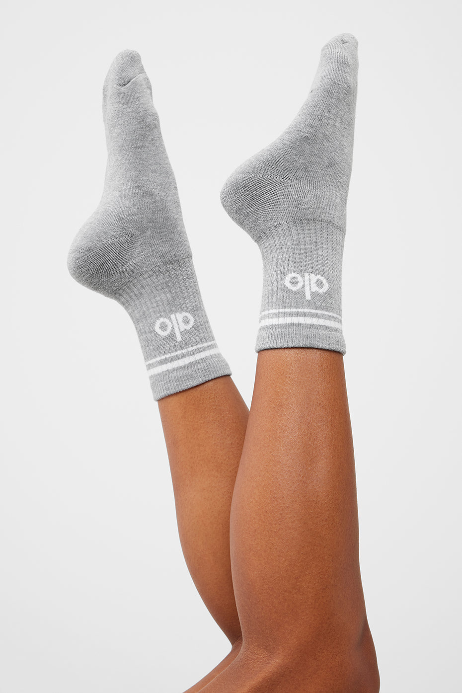 Unisex Half-Crew Throwback Sock - Athletic Heather Grey/White - Image 4