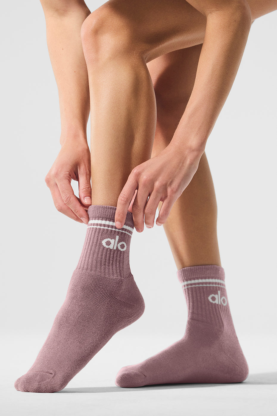 Unisex Half-Crew Throwback Sock - Smoky Quartz/White - Image 2