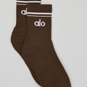 Unisex Half-Crew Throwback Sock - Espresso/White
