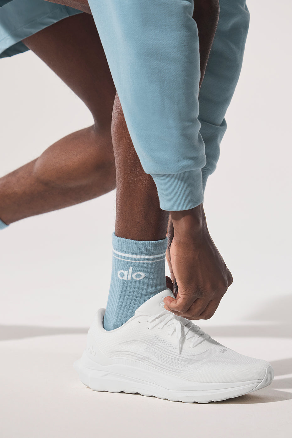 Unisex Half-Crew Throwback Sock - Celestial Blue/Ivory - Image 3