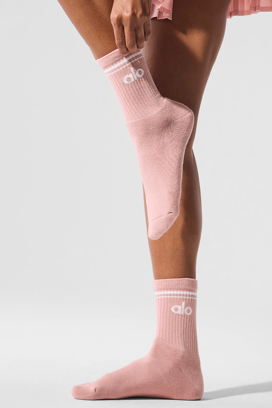 Unisex Half-Crew Throwback Sock - Pink Quartz/White - Image 2