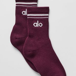 Unisex Half-Crew Throwback Sock - Burgundy/White