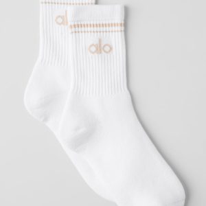 Unisex Half-Crew Throwback Sock - White/Macadamia