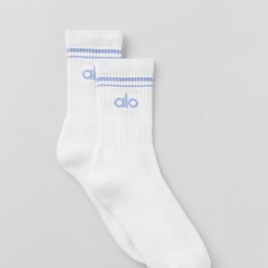 Unisex Half-Crew Throwback Sock - White/Winter Frost