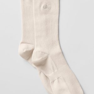 Unisex Half-Crew Understated Sock - Bone