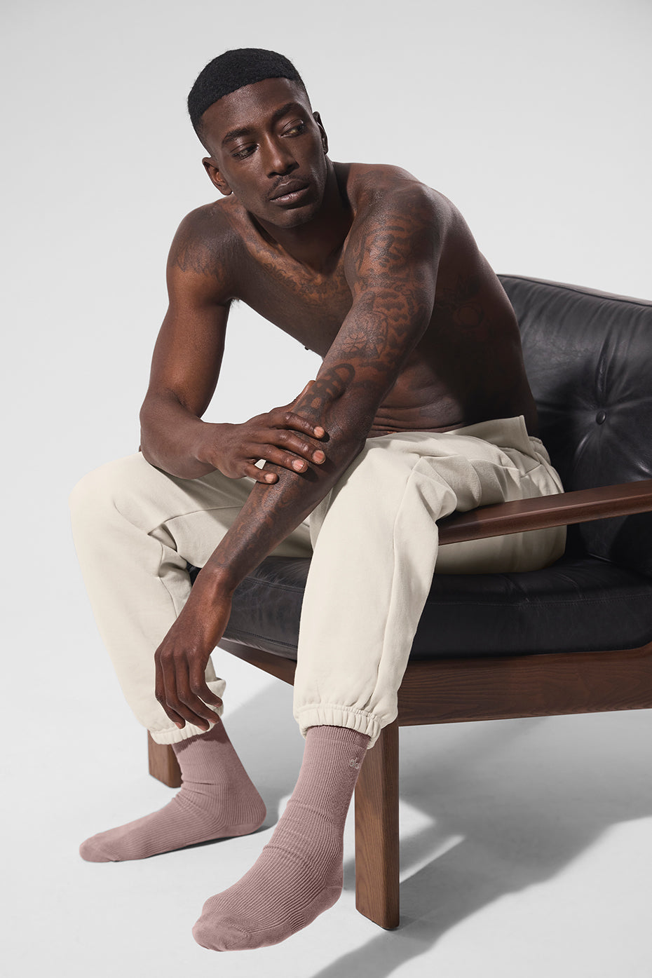 Unisex Half-Crew Understated Sock - Taupe - Image 3