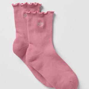 Women's Lettuce Edge Sock - Pink Wild Rose