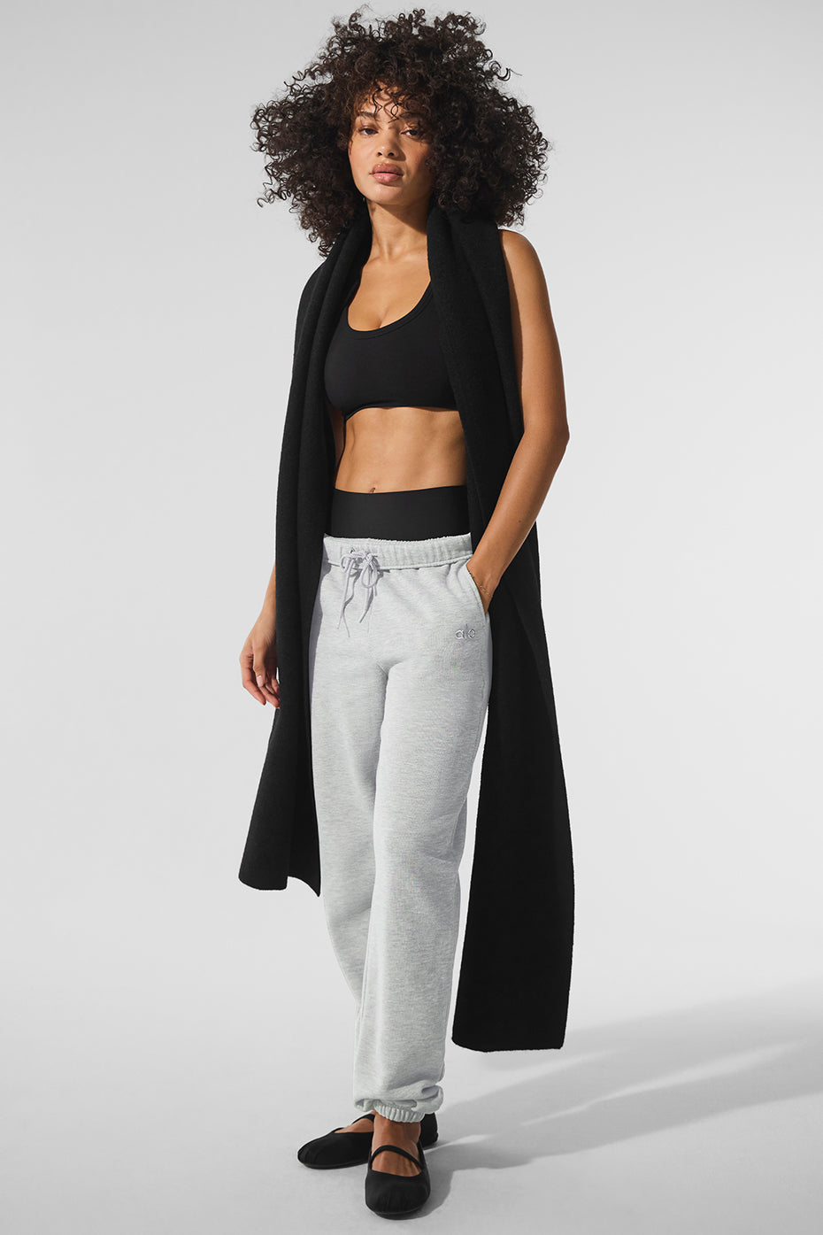 Merino Wool Oversized Scarf - Black - Image 3