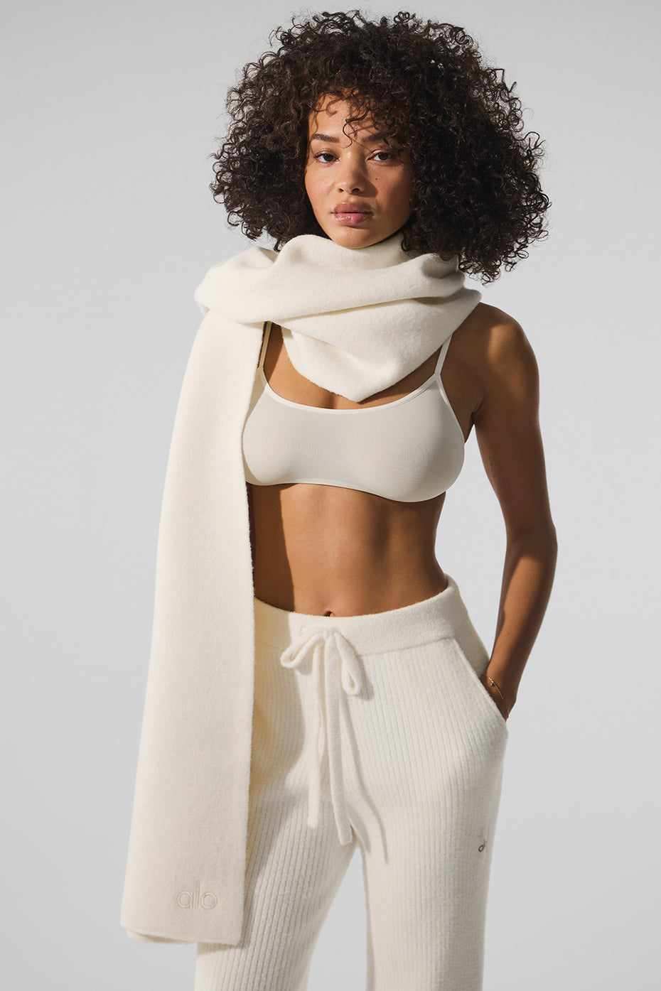 Merino Wool Oversized Scarf - Ivory - Image 3
