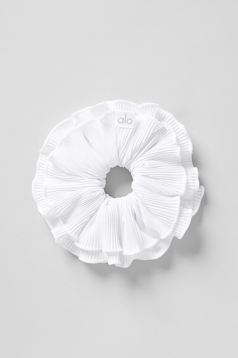 Micro Plisse Oversize Scrunchie - White