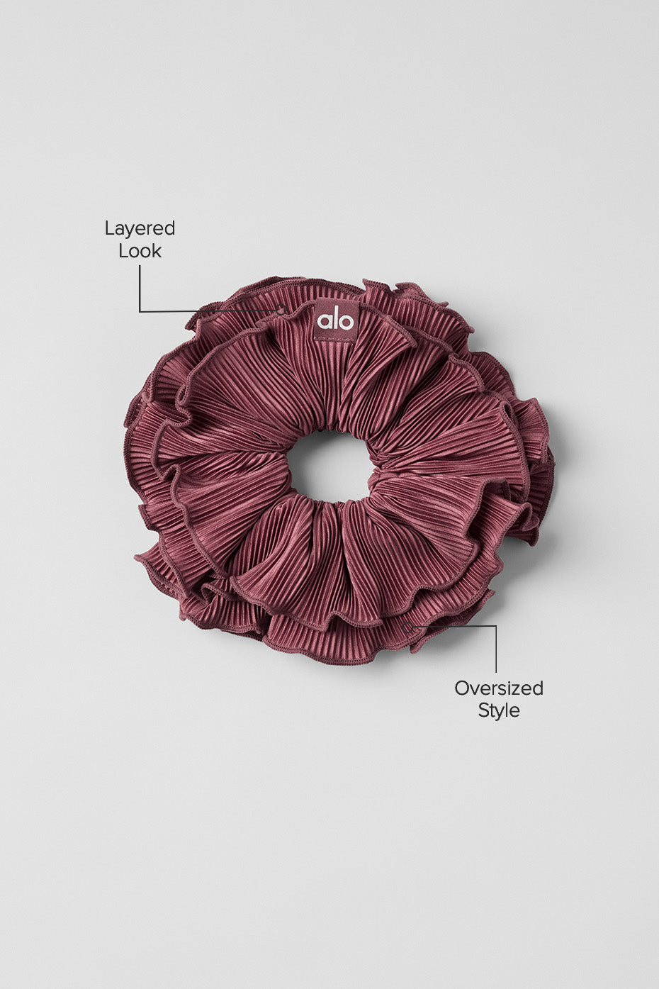 Micro Plisse Oversize Scrunchie - Burgundy Truffle - Image 2