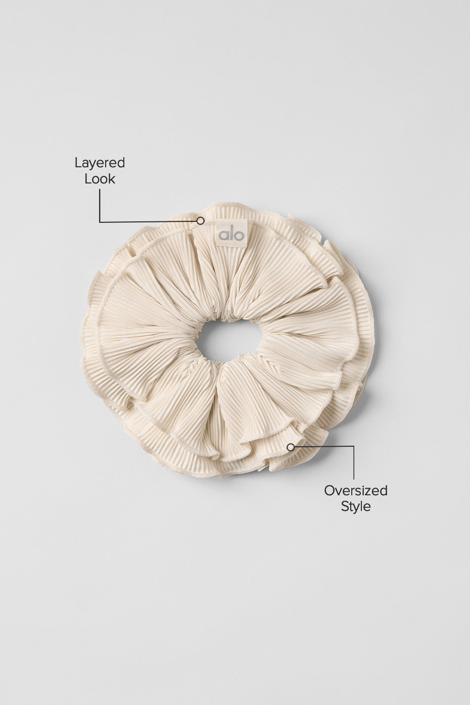 Micro Plisse Oversize Scrunchie - Oat Milk - Image 2