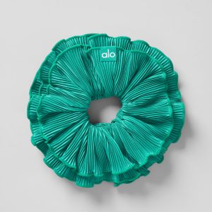 Micro Plisse Oversize Scrunchie - Spruce Green
