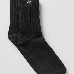 Unisex Half-Crew Scrunch Sock - Black