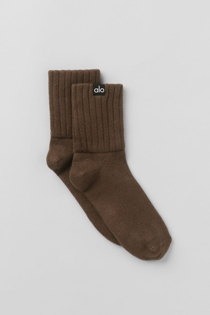 Unisex Half-Crew Scrunch Sock - Espresso