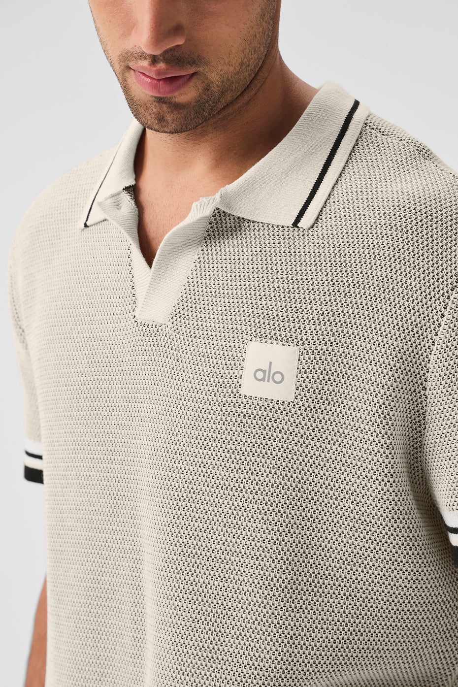 Sports Club Sweater Knit Polo - Bone - Image 2