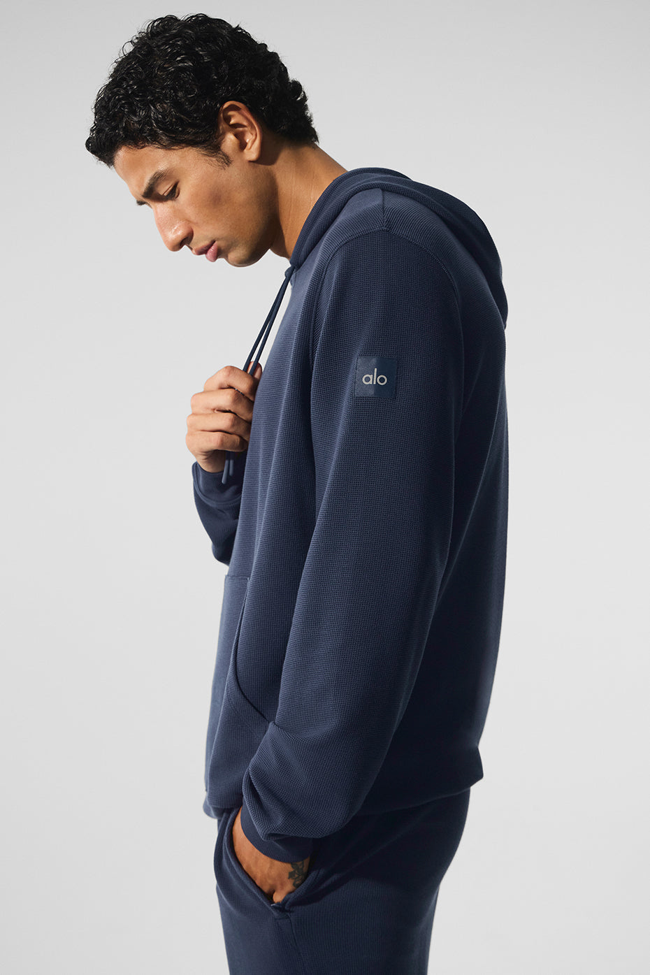 Micro Waffle Fast Break Hoodie - Navy - Image 3