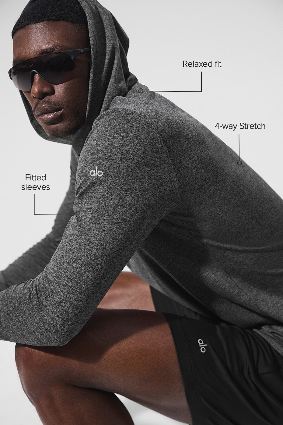 Conquer Reform Long Sleeve With Hood - Dark Heather Grey - Image 2