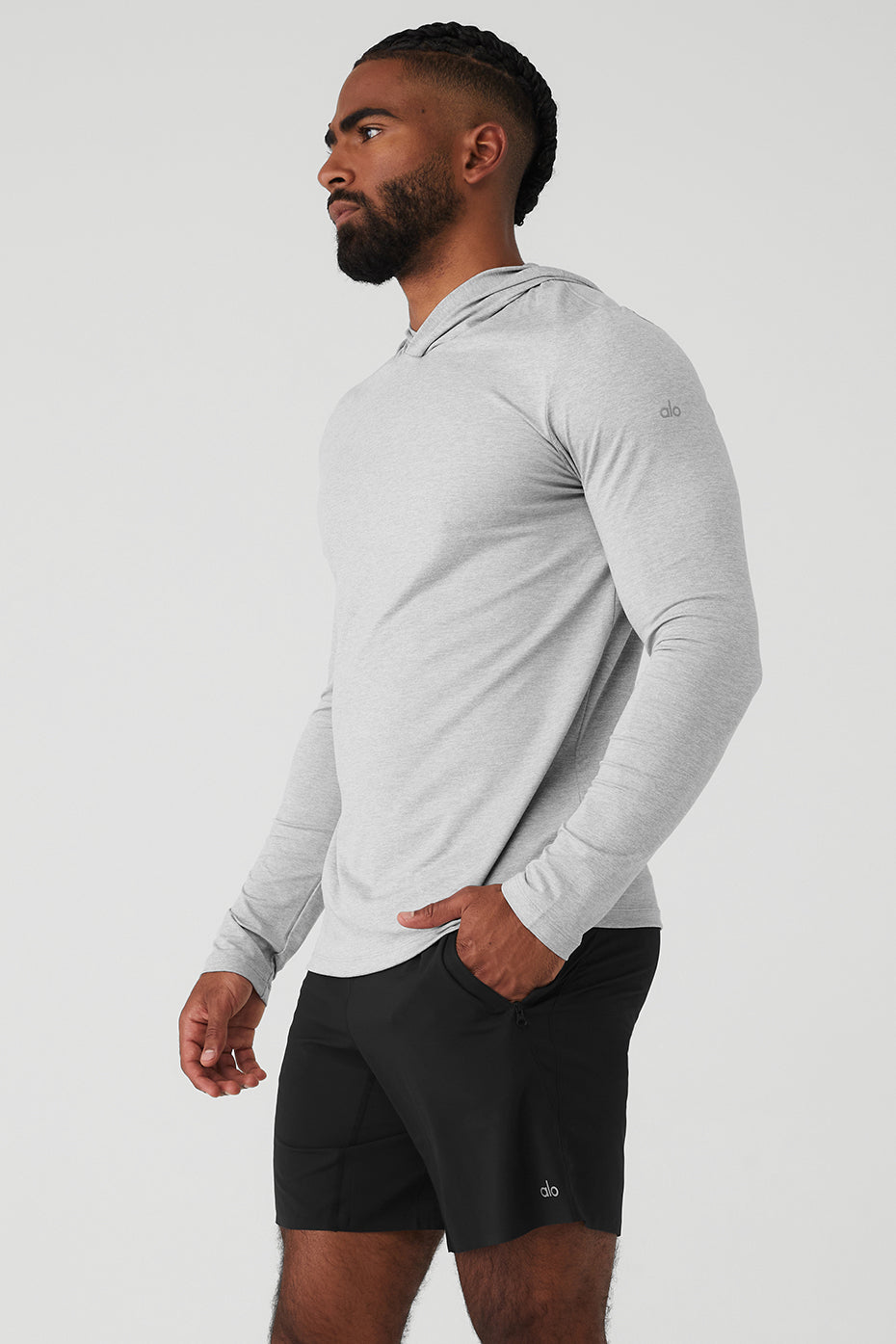 Conquer Reform Long Sleeve With Hood - Athletic Heather Grey - Image 3
