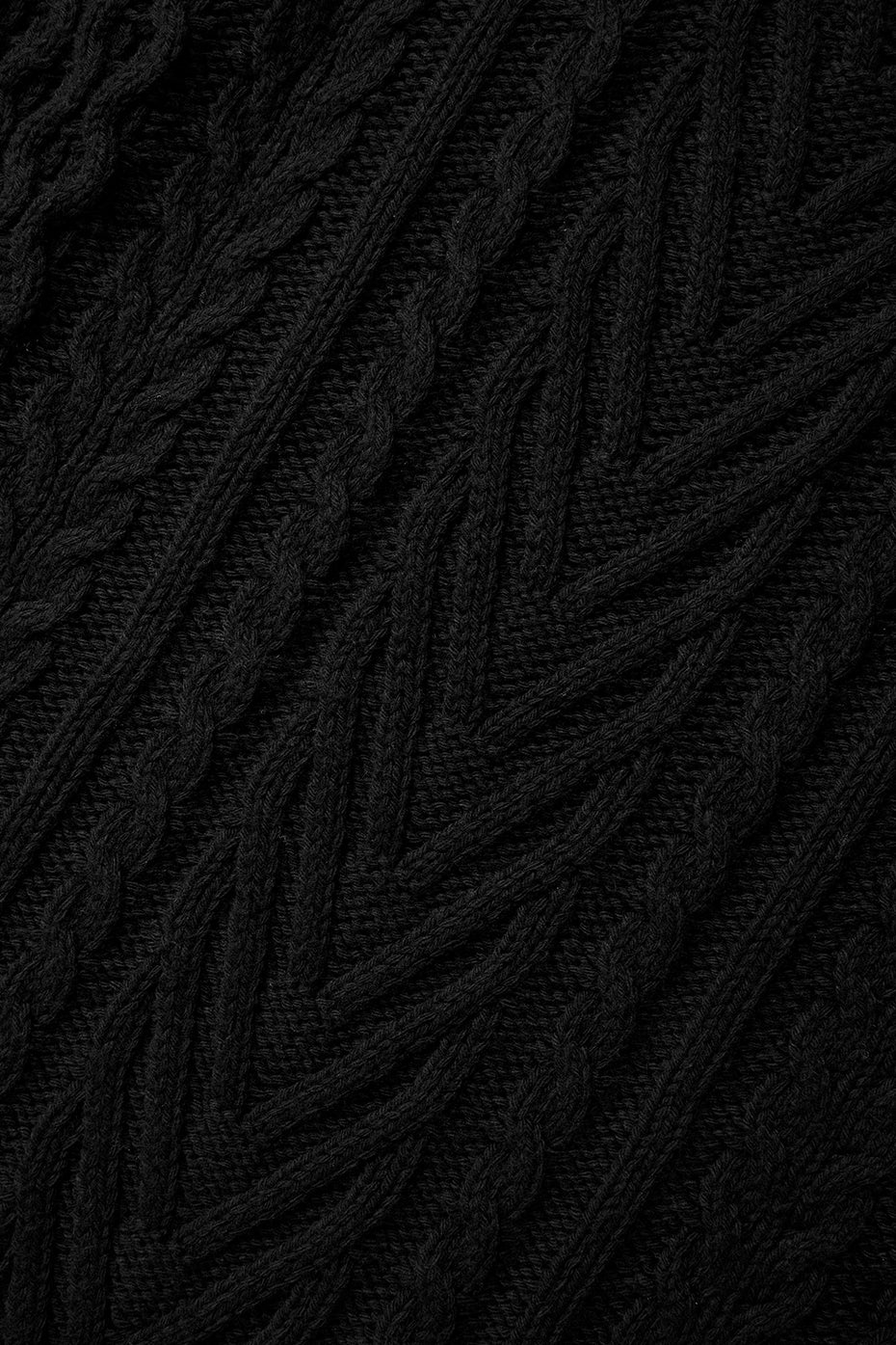 Cable Knit Crew Neck Sweater - Black - Image 5