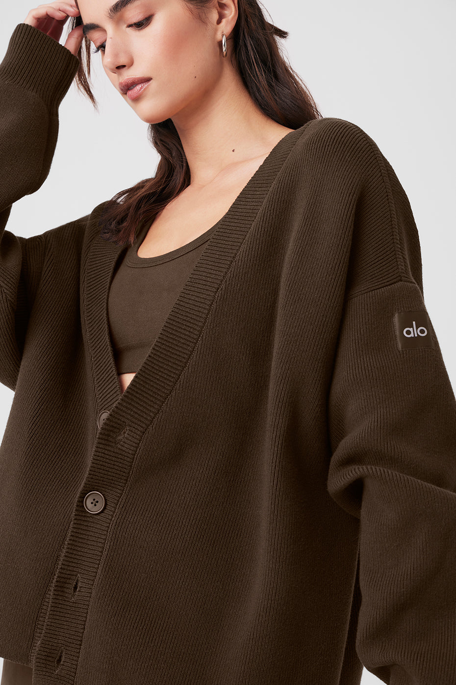 Scholar Cardigan Sweater - Espresso - Image 4