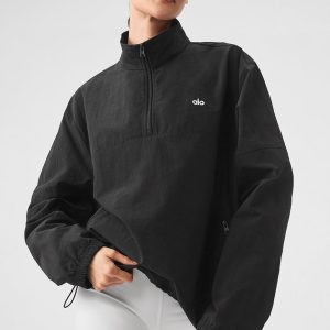 Light Weight Takeaway Track Pullover - Black