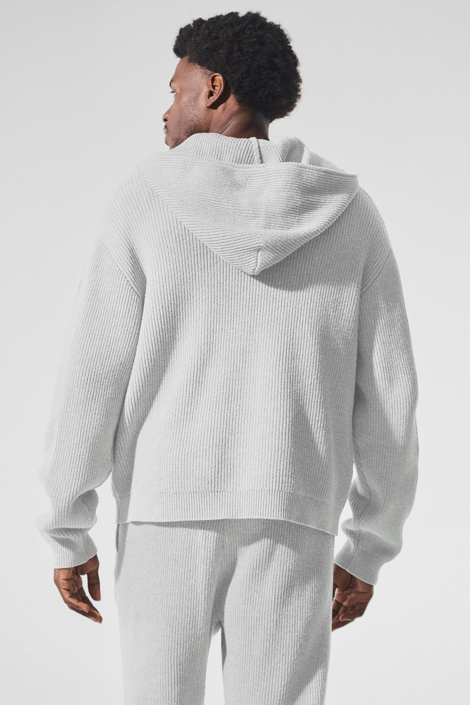 Domain Rib Knit Full Zip Sweater - Athletic Heather Grey - Image 3
