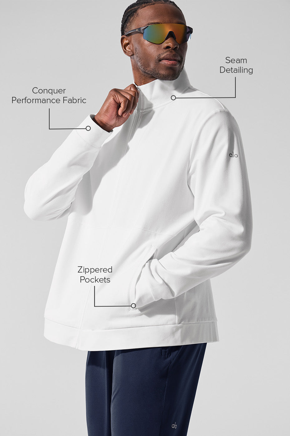 Conquer Max Mock Neck Full Zip - White - Image 2