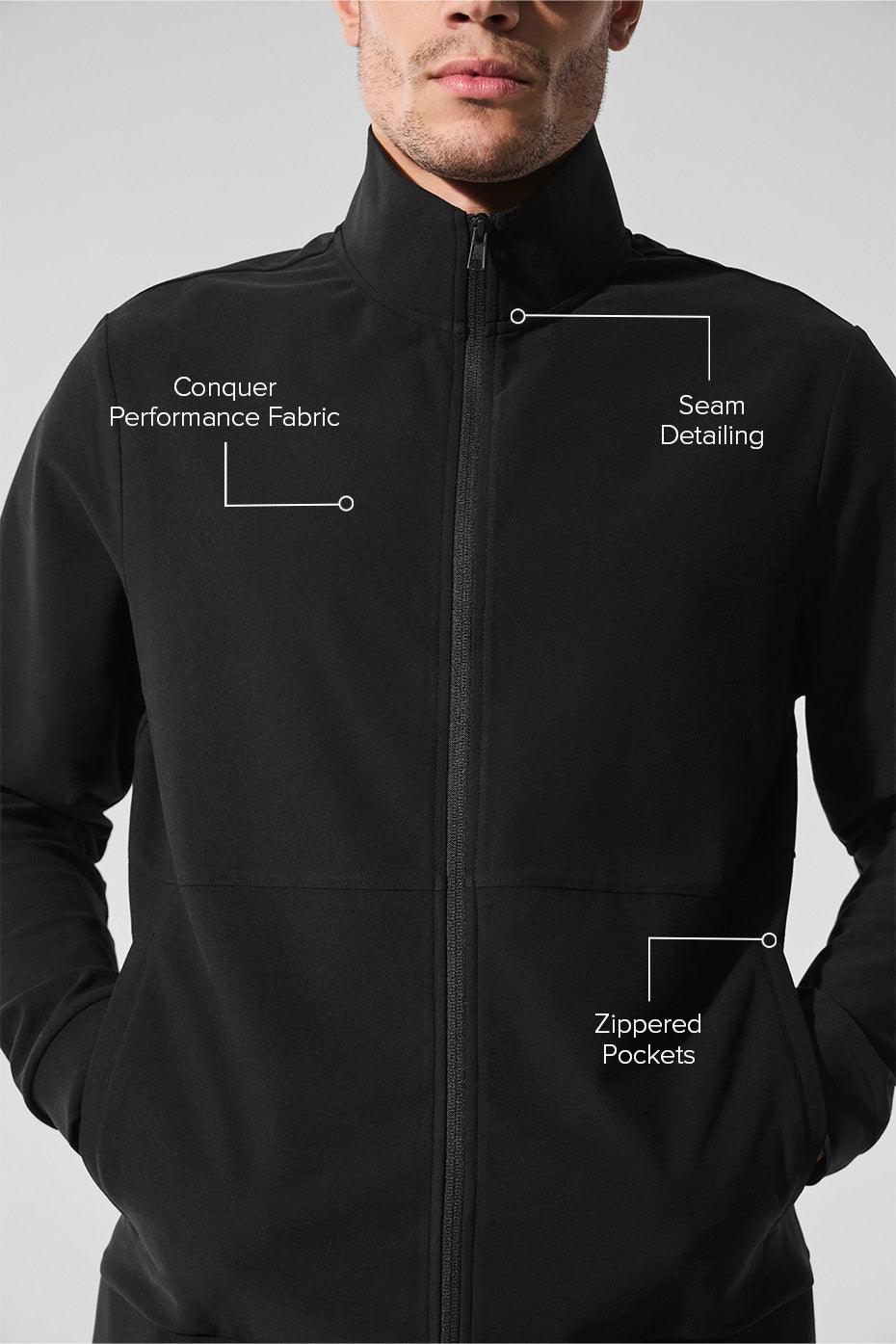 Conquer Max Mock Neck Full Zip - Black - Image 2