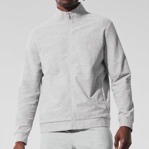 Conquer Max Mock Neck Full Zip - Athletic Heather Grey