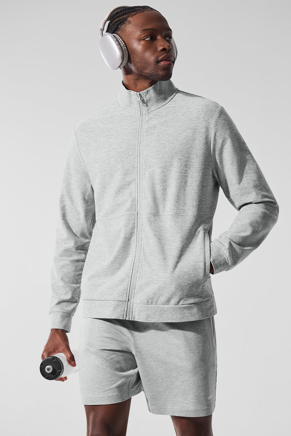 Conquer Max Mock Neck Full Zip - Athletic Heather Grey - Image 5