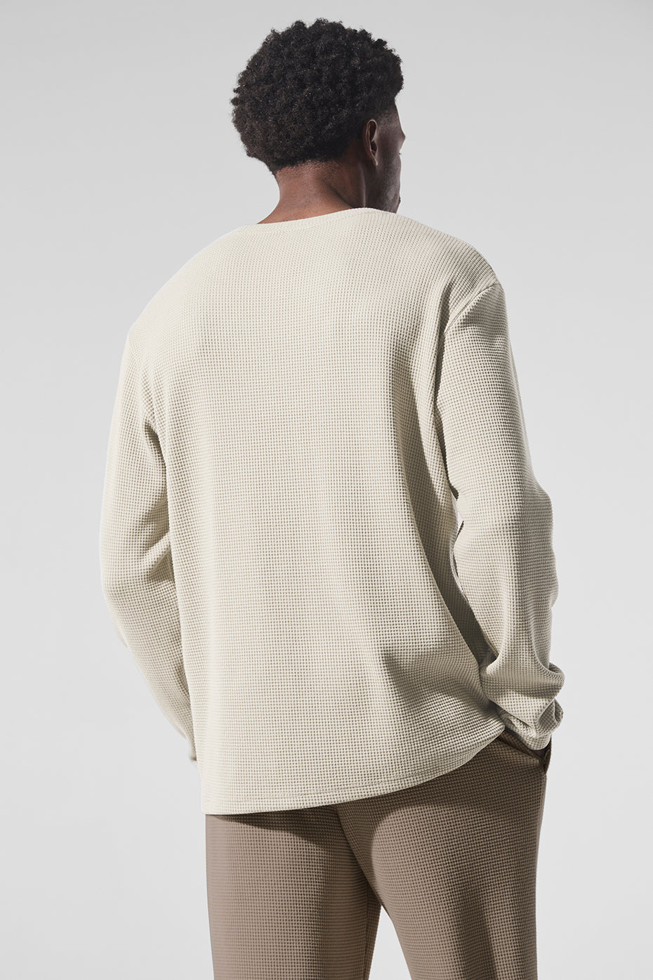 Elevate Waffle Long Sleeve Crew - Bone - Image 2