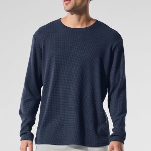 Elevate Waffle Long Sleeve Crew - Navy