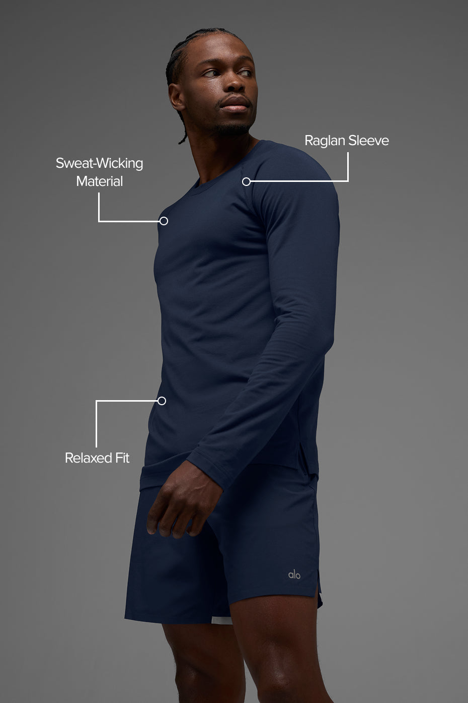 ALO Vapor Crewneck Long Sleeve - Navy - Image 2