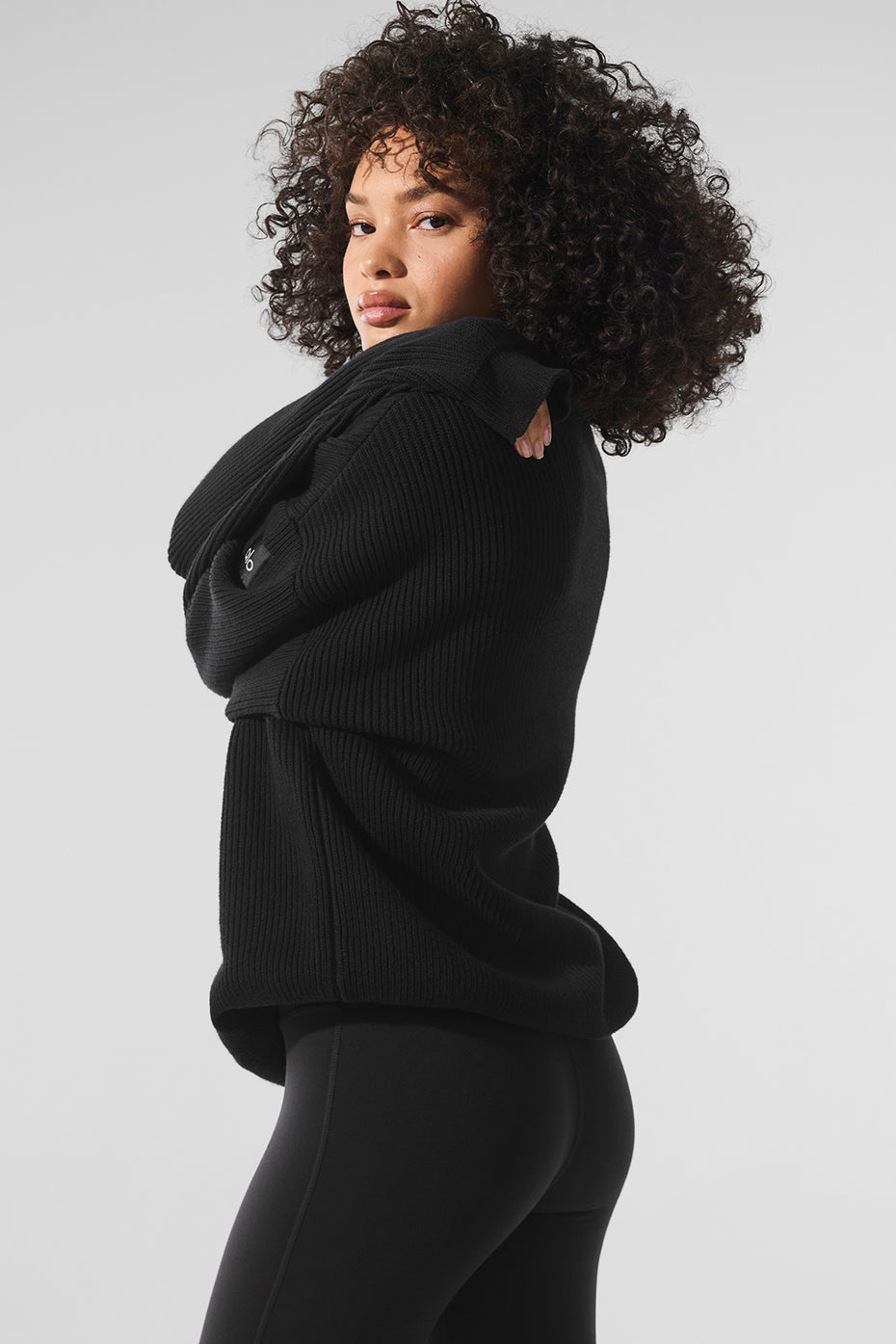 Domain Rib Knit Crew Sweater - Black - Image 3