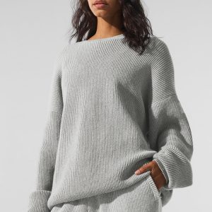 Domain Rib Knit Crew Sweater - Athletic Heather Grey