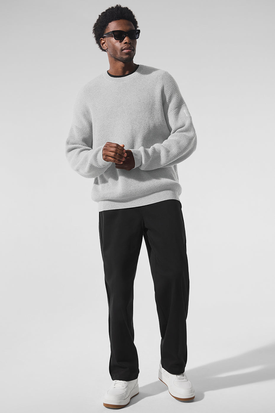 Domain Rib Knit Crew Sweater - Athletic Heather Grey - Image 4