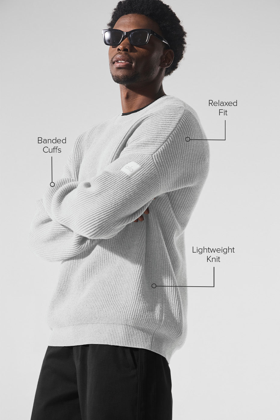Domain Rib Knit Crew Sweater - Athletic Heather Grey - Image 2