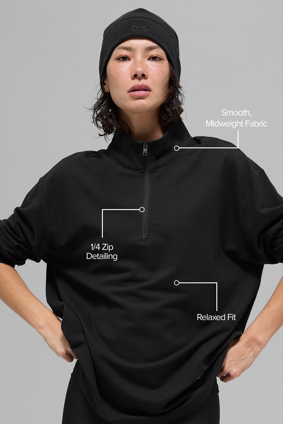 Double Take Long Sleeve 1/4 Zip - Black - Image 2