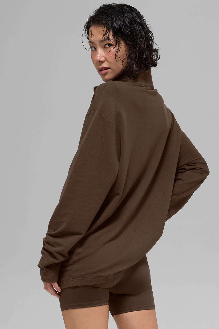 Double Take Long Sleeve 1/4 Zip - Espresso - Image 3