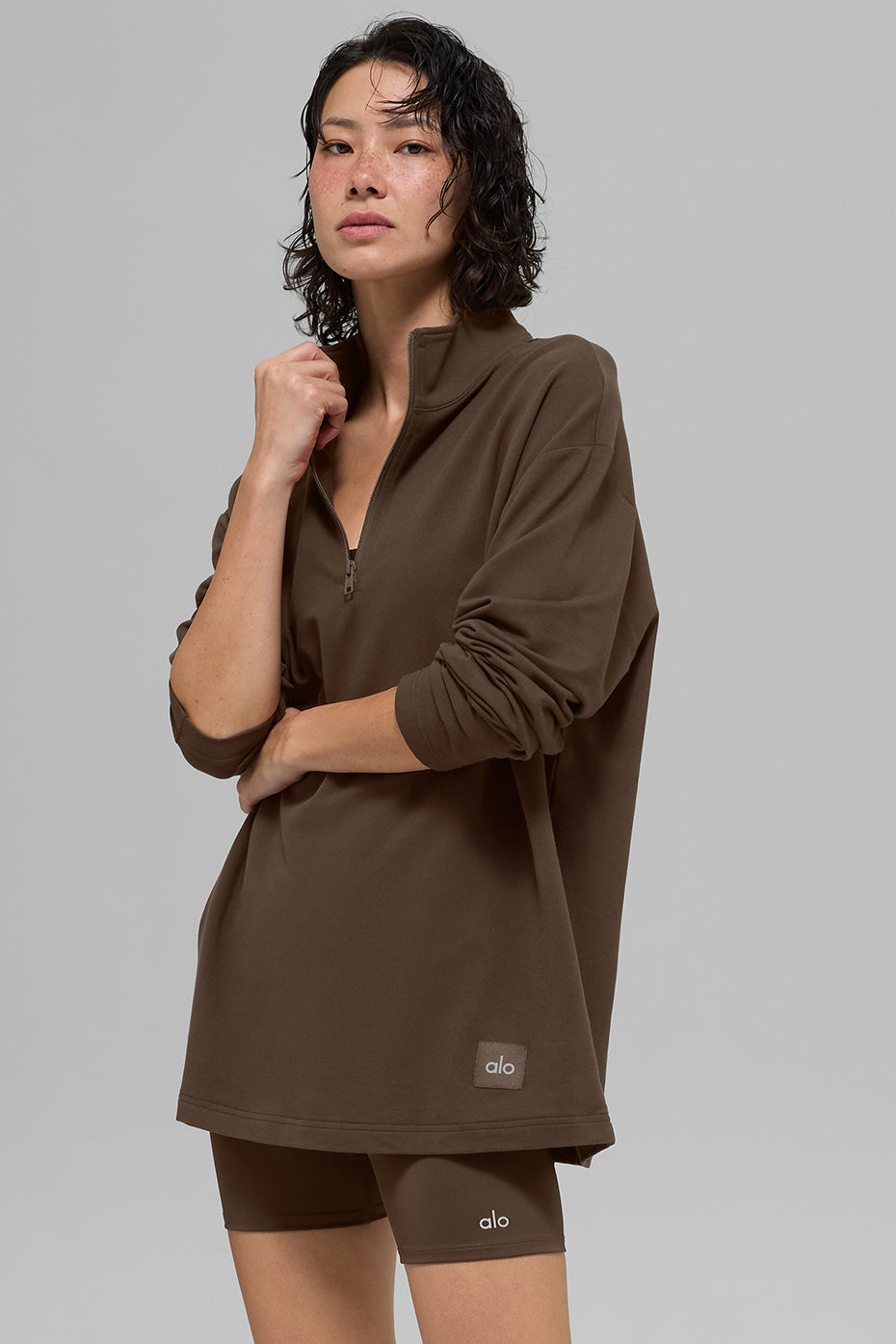 Double Take Long Sleeve 1/4 Zip - Espresso - Image 5