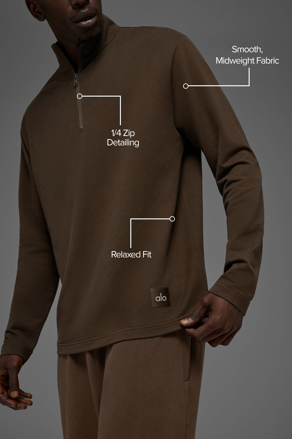 Double Take Long Sleeve 1/4 Zip - Espresso - Image 2