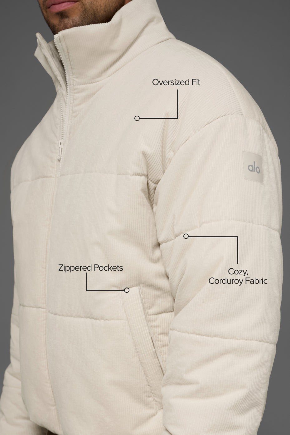 Corduroy Stage Puffer - Bone - Image 2